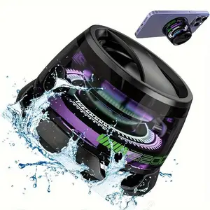 Magnetic Mini Bluetooth Speaker, G200 5W mini Speakers Wireless with Bluetooth 5.3, RGB Light, Game Mode, 7H Playtime, Portable Phone Stand for iPhone, Travel, Golf Cart - Black/Purple