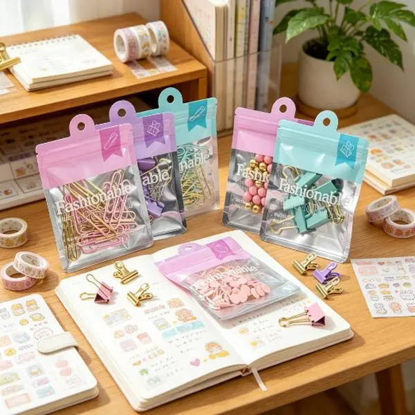 Morandi Pastel Stationery Set, Multi-Style Cute Office Binding Tools in Sealed Pack Bags