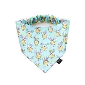 Easter Scrunchie Dog Bandana Perfect for Spring, Handmade Bright Fabric Stretchy Elastic Pet Bandana, Double Layer Durable Cotton Bandana for Small, Medium and Large Dogs, Easter Photoshoot Props, Gift for Dog, Made in the USA