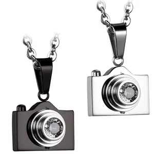 OIDEA Stainless Steel Camera Pendant Necklace for Photographers, Unisex Casual Jewelry with Rhinestone, Hypoallergenic 22" Lightweight Chain, Hypoallergenic Jewelry