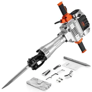 fathersdaygift VEVOR Demolition Jack Hammer, 2100W Electric Jackhammer Heavy Duty, 1650 BPM Industrial-Grade Jack Hammer Concrete Breaker, with 1 Point Chisel, 1 Flat Chisel, Gloves and Goggles