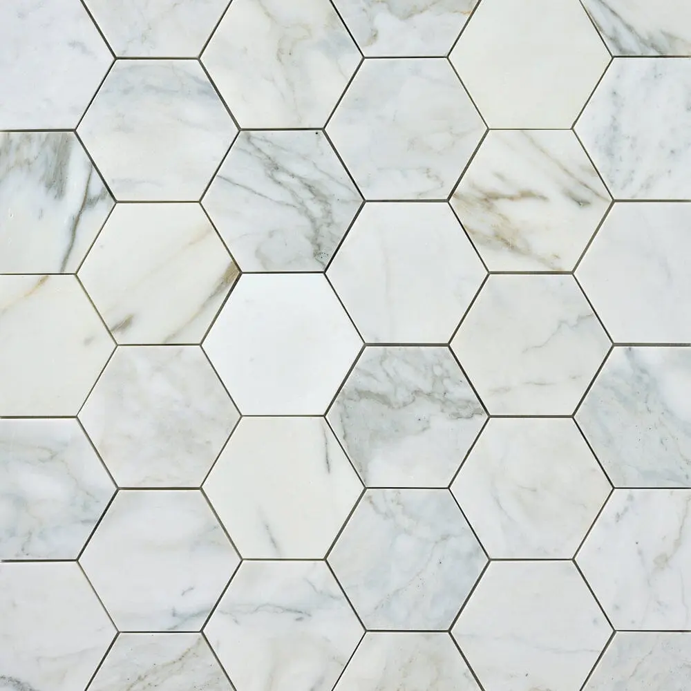Calacatta Gold  Hexagon 5x5 Polished/Honed Marble Mosaic Tile