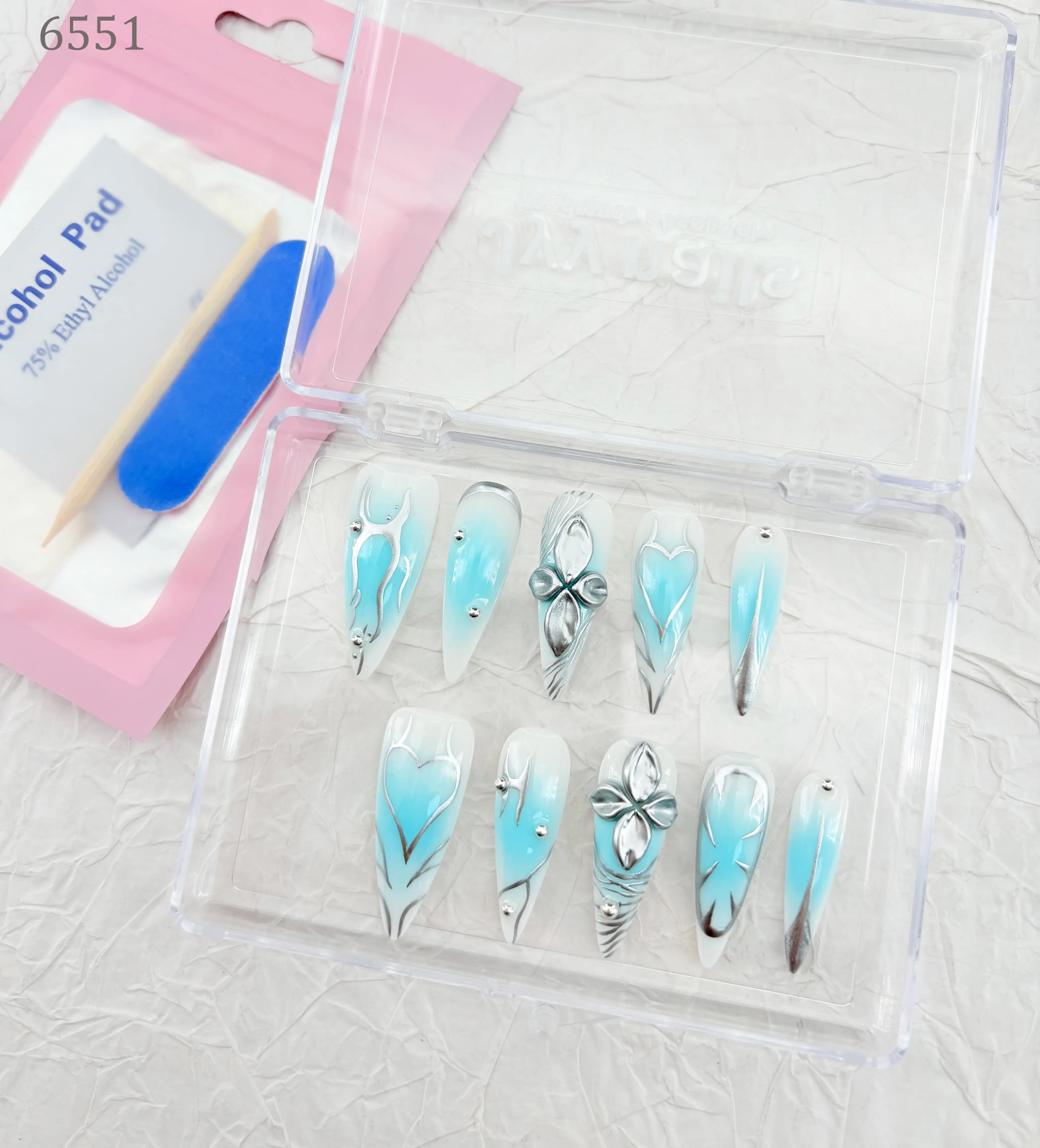 .DP.6551.Magic mirror powder carved wearable nails .DP.6551.Magic mirror powder carved wearable nails