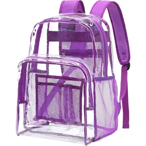 Transparent Backpacks See Through Backpack Clear Backpack Heavy Duty for College,Work,, Purple