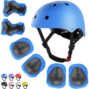 Kids Bike Helmet Set Skateboard Knee Pads, Helmet Pad Set Protective Gear Set Adjustable for Girls Kids 3-10 Helmet Elbow Pads Wrist Guards for Sport Cycling Bike Roller Skating Scooter