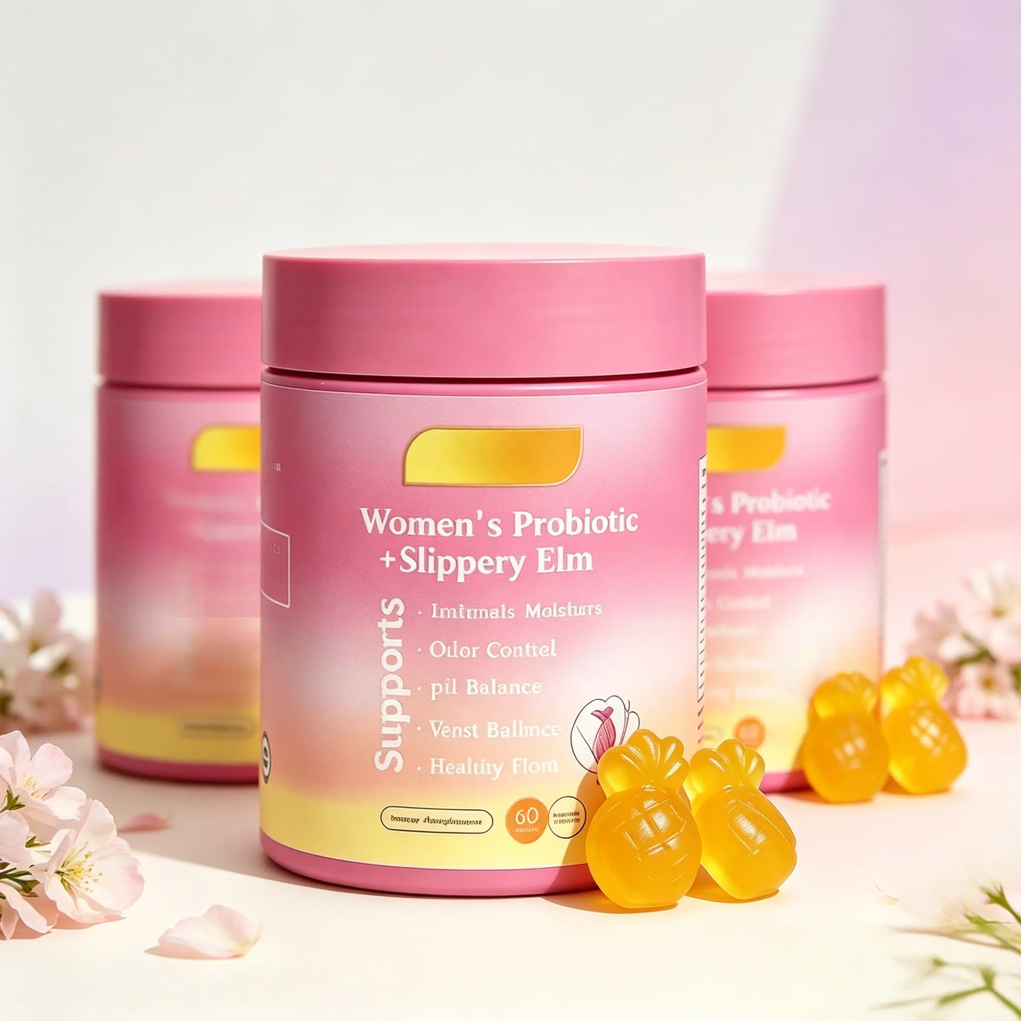 Her Juicy Feminine Probiotics Gummies- Vaginal Wellness All in One Solution with Slippery Elm and Prebiotics&Lactobacillus Probiotic Blend for Women's pH Balance and Long-Lasting Moisture - Hawaiian Pineapple Gummies 60 Counts