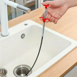 Plumbing Drain Cleaner Tool, 56.49cm Hair Clog Prevention Shower Pipe Cleaning Device, Kitchen & Bathroom Tub Plunger, Soft Metal & Plastic, Drain Clog Remover Tool, Drain Auger