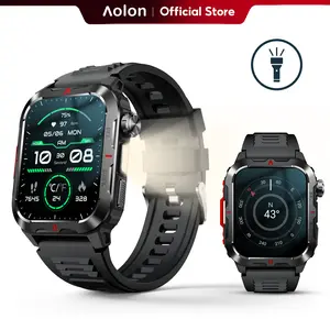 Aolon Tetra S5 Military-Grade Rugged Smartwatch with 1.93'' Screen, Precision Compass, Flashlight, Custom Buttons, Digital Crown, IP68 & 1ATM Waterproof, Outdoor Fitness Modes, for Men Women Gifts, iPhone iOS Android Compatible#fathers day gift#