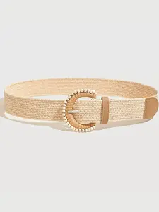 Women's Braided Textured Belt with Round Buckle, Stylish Fashionable Bohemian Waistband, Vintage Ethnic Style, Versatile and Trendy Accessory
