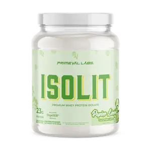 PRIMEVAL LABS ISOLIT Whey Protein Isolate Agua Fresca Flavors Low Fat High Protein 23g Protein 20 Servings
