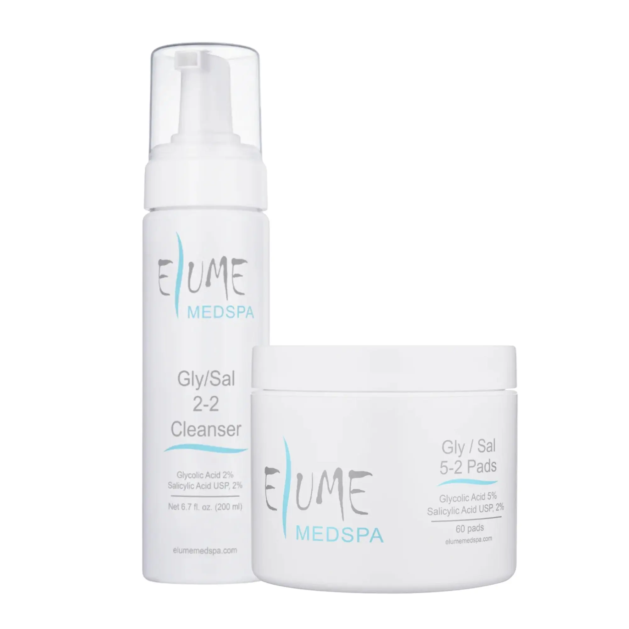Elume Porefect Pair Bundle, 2 Piece AHA BHA Set with Gly/Sal 2-2 Foaming Cleanser and Gly/Sal 5-2 Pads for Oily and Blemish-Prone Skin