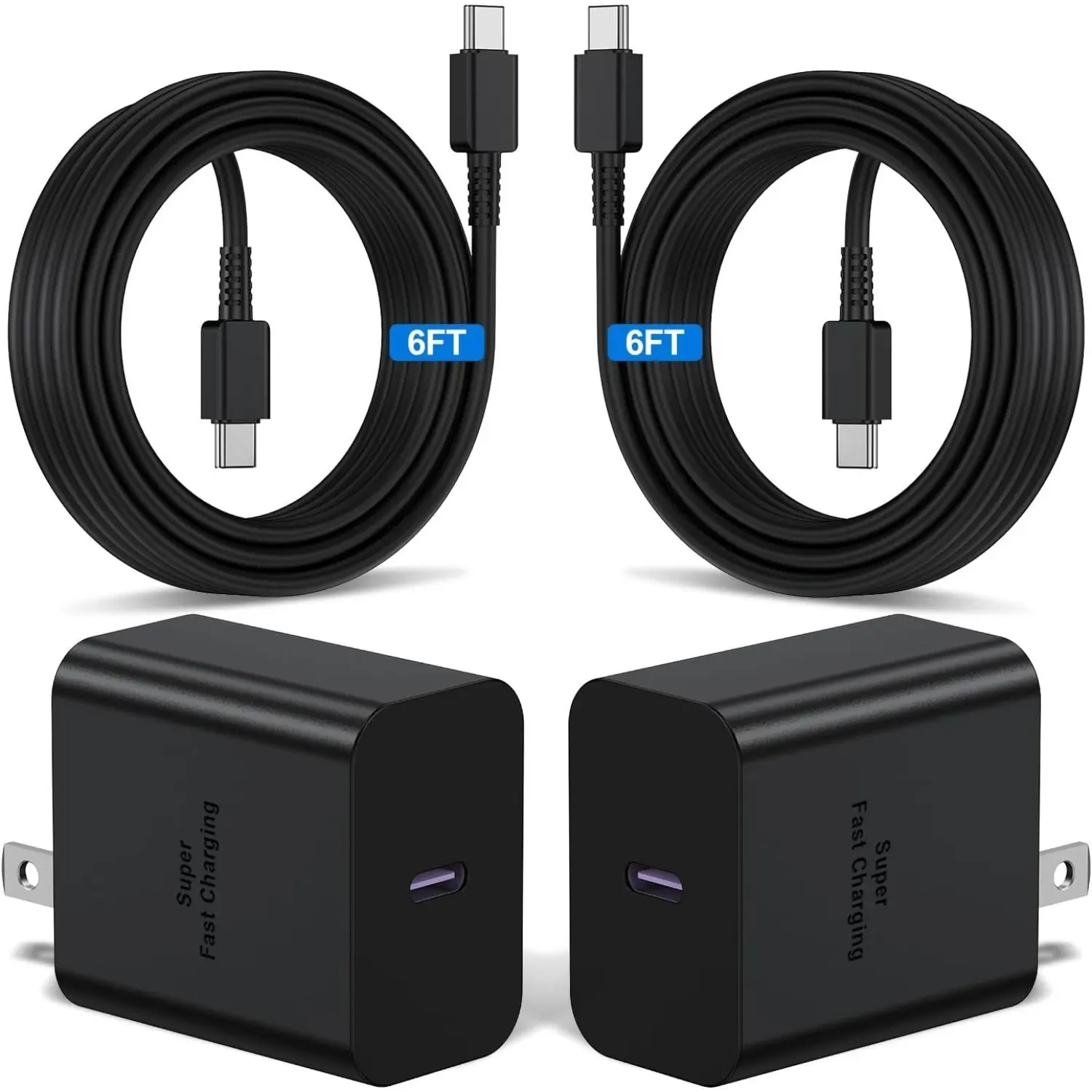 SANPRIO 2Pack 45W Super Fast Charger with 6Ft Long USB-C Cable for Samsung Galaxy S25 Ultra/S25 Plus/S25/S24+/S24 Ultra/S23 Ultra/S22 Plus/S21/Note 20/Note10+ Cellphone Smartphone Charging