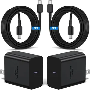 SANPRIO 2Pack 45W Super Fast Charger with 6Ft Long USB-C Cable for Samsung Galaxy S25 Ultra/S25 Plus/S25/S24+/S24 Ultra/S23 Ultra/S22 Plus/S21/Note 20/Note10+ Cellphone Smartphone Charging