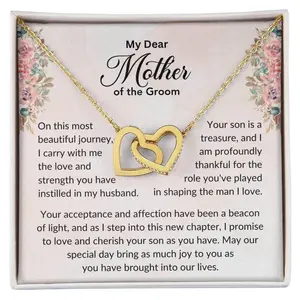 Mother Of The Groom Gift - Thank You Mother Of The Groom Card with Gold Heart Design, Customizable Message for Bride and In-Laws