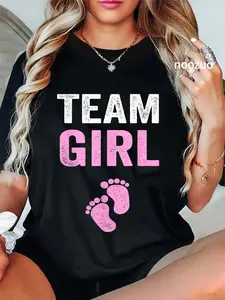 100% Cotton Team Girl Gender Reveal Baby Shower Shirt T-Shirt