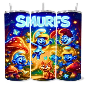 Smurfs  20 oz Tumbler - BPA Free, stainless steel, Leak proof, durable, with clear lid