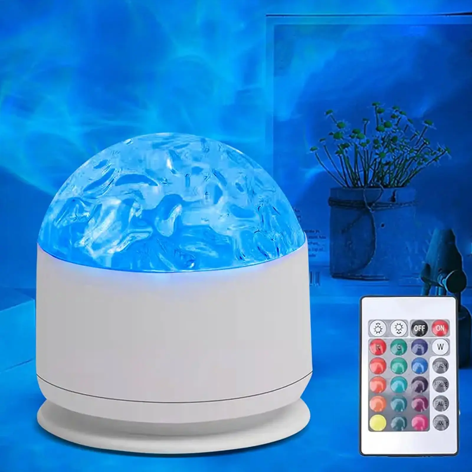 16-Color Changing Star Projector with Remote Control, PMMA Plastic Night Light for Bedroom Decor, Indoor Use - Ocean Wave & 3D Water Ripple Effects, Christmas Romantic Mood Lighting