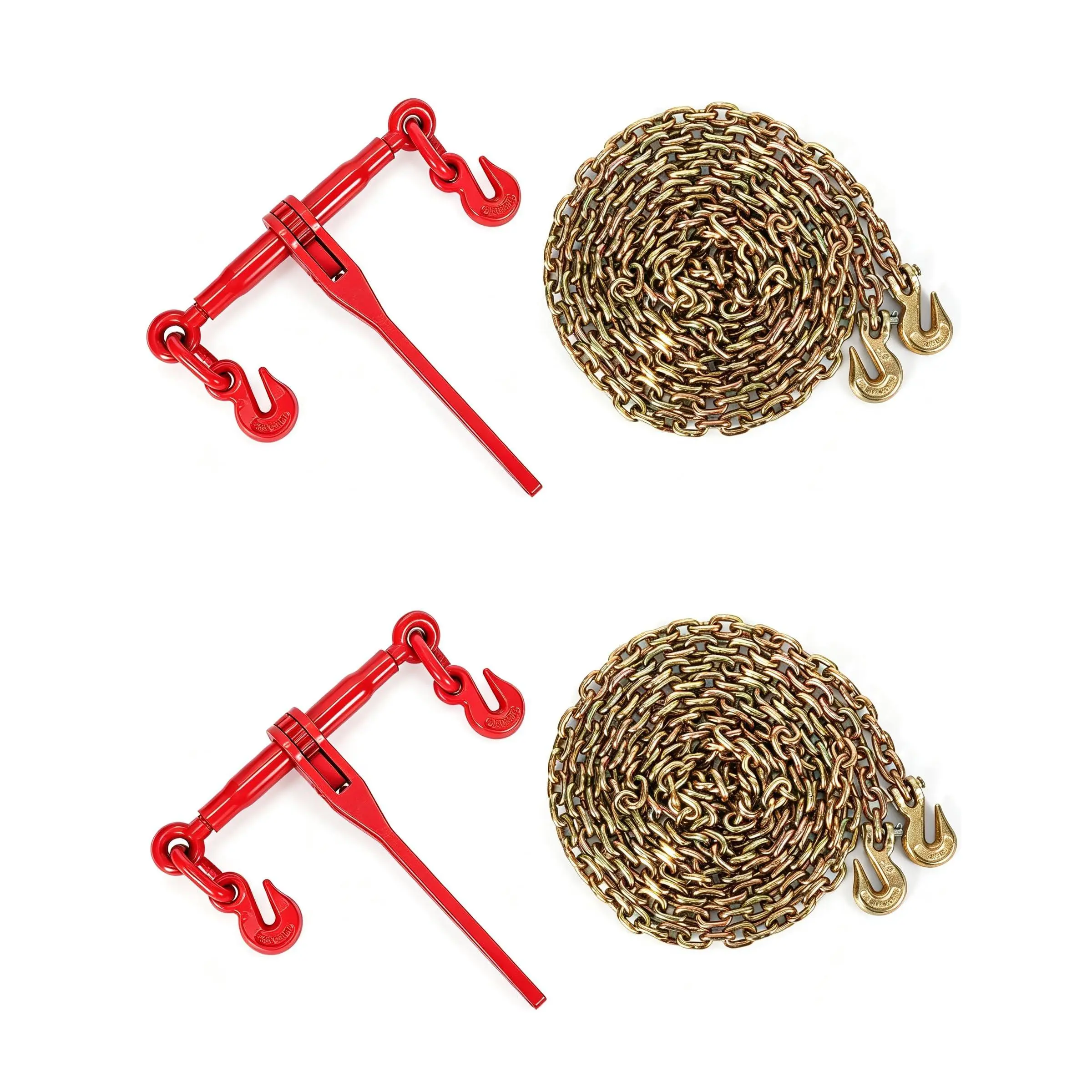 2 Sets 20FT Chain and Binder Kit, 5/16''-3/8'' Ratchet Chain Binder