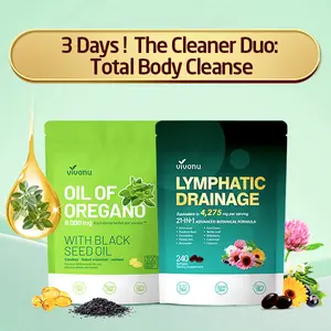 VivoNu Digestive Wellness Pack – 300 Oregano Oil Capsules + 240 Lymphatic Drainage Capsules | Supports Intestinal Health and Healthy Circulation