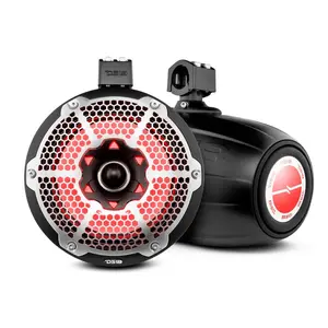 DS18 HYDRO 10-Inch Neodymium Magnetic Marine Audio Speaker Towers, 1-Inch Driver, Built-In Passive Radiator, RGB LED Light, 900 W, Black