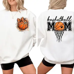 Basketball Mom Sweatshirt, Pocket Back, Bow Basketball Mom Hoodie, Game Day Mama Shirt, Sports Mom Basketball, Unisex Sweater Pullover Tee