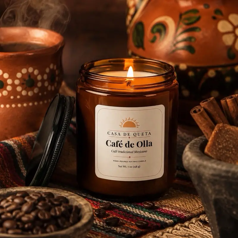 Café De Olla Scented Candle - Authentic Mexican Coffee Fragrance - 7 Oz