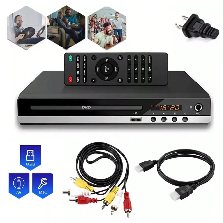1080p All Region Free External DVD Player for TV with HD+RCA Output, USB Compatibility, Multimedia Video Capabilities – Home Supply, Party Gift Option for CD Playback Needs, Dvd Players For Tv