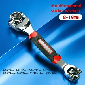 Combination Wrench Set 52-in-1 Universal Multifunction 360-Degree Rotating Head Socket Wrench Tool for Home & Car Repair 8-19mm head socket wrench Universal Double-ended Wrench Tool