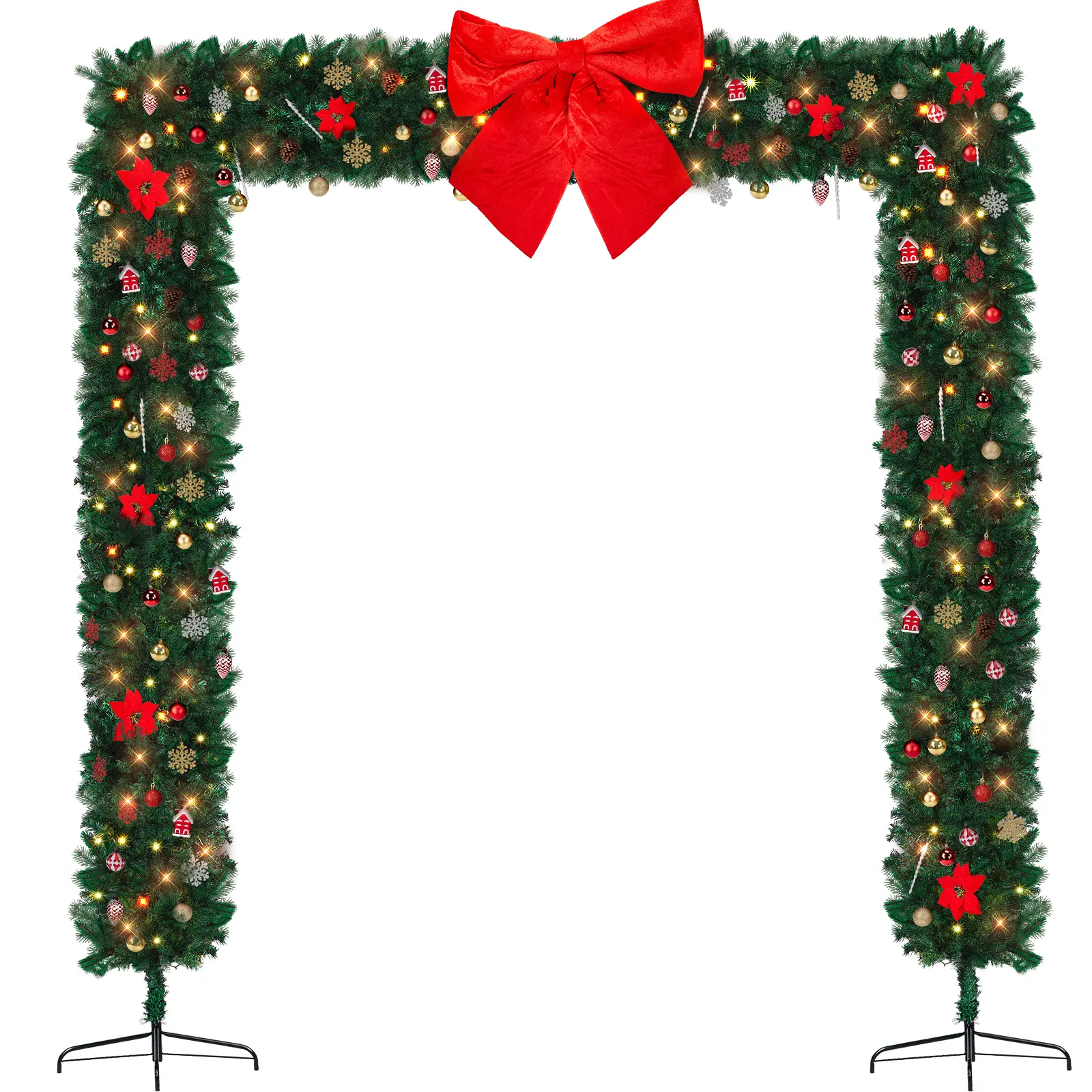 Realistic PVC Christmas Artificial Tree Archway Decoration - Flat Top Arch Frame for Outdoor/Indoor Festive Parties, Weddings