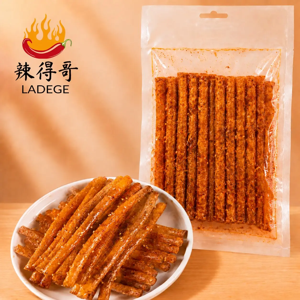 LADEGE Fiery Kick Chinese Latiao Snack Variety Pack - Soft Chewy & Crispy Spicy Gluten Strips, Authentic Asian Viral Fat-Free Ambient Snacks, 450g Large Share Bag for Youth & Parties