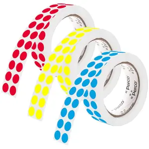 Perco Perforated Circle Dot Sticker Labels — Pack of Multicolored Rolls — with Permanent Adhesive for Calendars, Color Coding, Crafting, Garage Sales, Organizing, Displays, and More — Made in USA