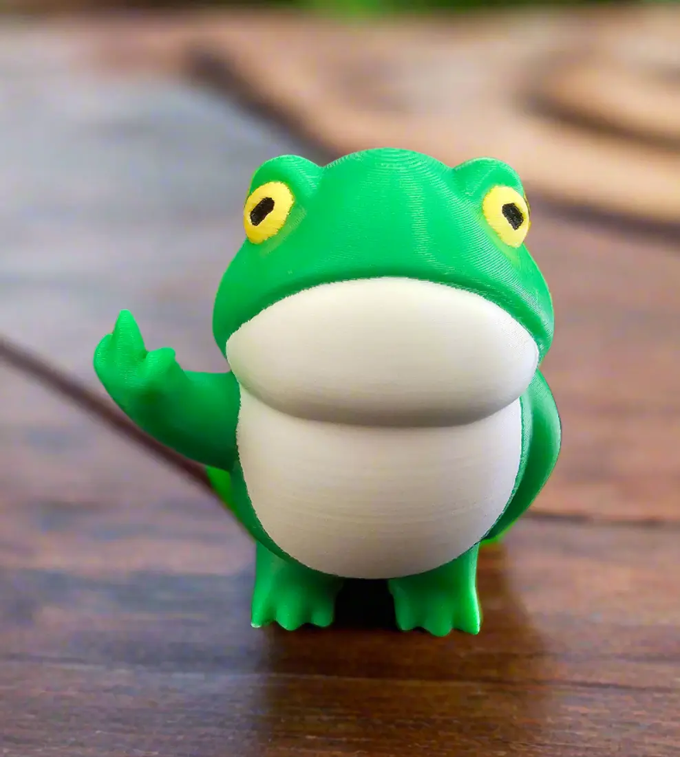 Disgruntled Frog Figurine, Funny 3D Printed Middle Finger Frog Statue, Cheeky Desk Decor for Coworker, Sarcastic Gag Gift, Quirky Office Humor, Goth Frog Decor, Rude Desk Companion