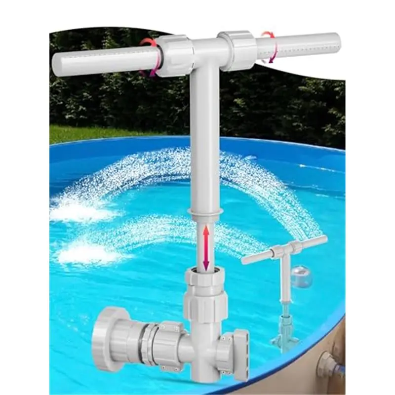 2026 Dual Spray Pool Fountain, 2-in-1 Retractable Height 360° Adjustable Waterfall Sprinkler Fountain, High-Pressure Pool Spray Fountain for Swimming Pool Spa Cooling, Grey