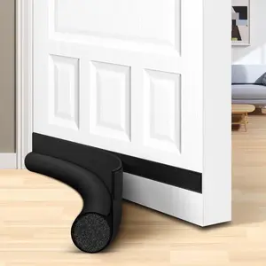 Door Draft Stoppers 30 Inches Door Weather Stripping for Bottom of Door 30 Inch Door Sweep for Exterior & Interior Doors Noise Air Smoke Dust Blocker, Black