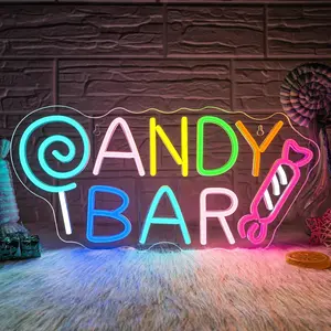 Candy Bar Neon Light Stick, Wall Mounted LED Lamp, Dimmable, USB Powered, 42x19.5cm, Party Decor, Halloween Gift, Teen Bedroom