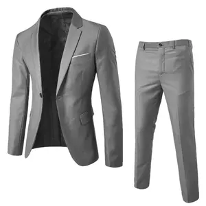 2025---Men's Suit Set Two-Piece Business Professional Formal Wear Small Suit Korean Style Slim Fit Groomsmen Bridegroom Wedding Suit- Black- Tuxedo- Menswear- Workwear- Beige- Plain- Wetsuit- Long Sleeve-
