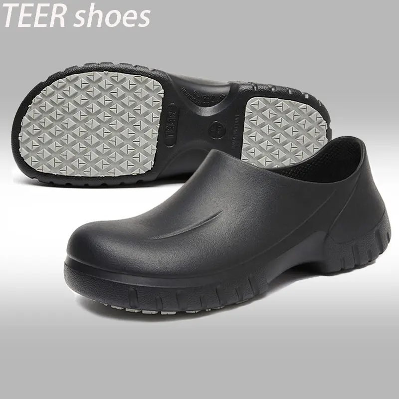 TEER Men's Non-Slip Work Protective Shoes - Closed-Toe Flat Footwear with Soft Soles - Slip-On Waterproof Restaurant Shoes - Work Safety Footwear for Casual Daily Use, Walking Shoes