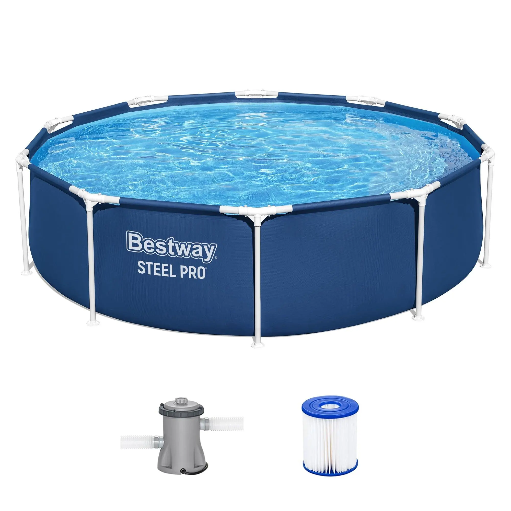 Bestway Steel Pro 10'x30" Round Above Ground Swimming Pool Set with Filter Pump Bestway Steel Pro 10'x30" Round Above Ground Swimming Pool Set with Filter Pump