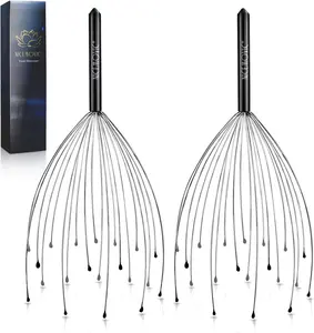 2 Pack Head Scalp Massager, Stocking Stuffers Stress Relief Gifts for Women Men, 20 Fingers Scalp Head Scratcher for Hair Stimulation Body Relaxing (Black & Black)