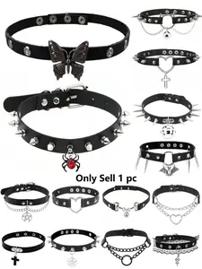 Punk Gothic Style Butterfly & Spider Design Choker Necklace, Fashionable PU Leather Choker for Women & Men, Trendy All-match & Exquisite Jewelry for Birthday Gift, Fashionable Jewelry Accessories