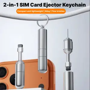 Sim Card Ejection Pin Removal Tool, Resetting Needle Keychain Multifunctional Earphone Cleaning Brush for iPhone AirPods