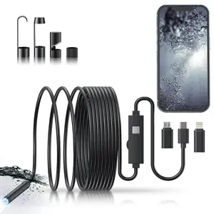Endoscope Camera with Light, Borescope Tools with 8 Adjustable LED Lights, Waterproof Inspection Borescope for iOS and Android