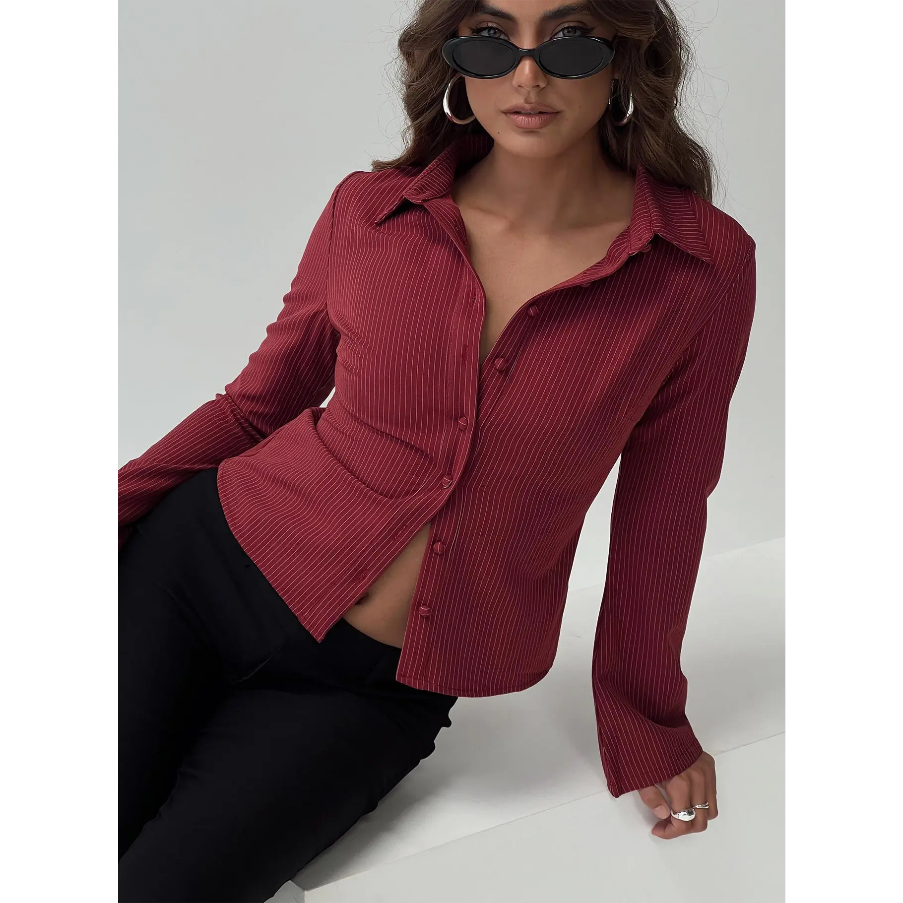 Anni Pinstripe Shirt Red