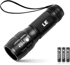 Lighting EVER High-Lumens LED Flashlight, Small Waterproof Adjustable-Focus Flashlight Lights, AAA Batteries Included, Tactical Camping & Emergency Outdoor Accessory