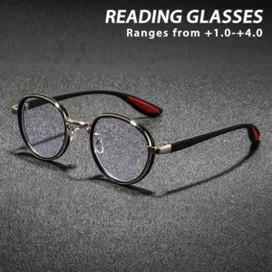 Men's Metal Round Reading Glasses, Reading Eyeglasses, Casual Artistic Style, Modern American Fashion, Comfortable Old Readers, Trendy Eyewear