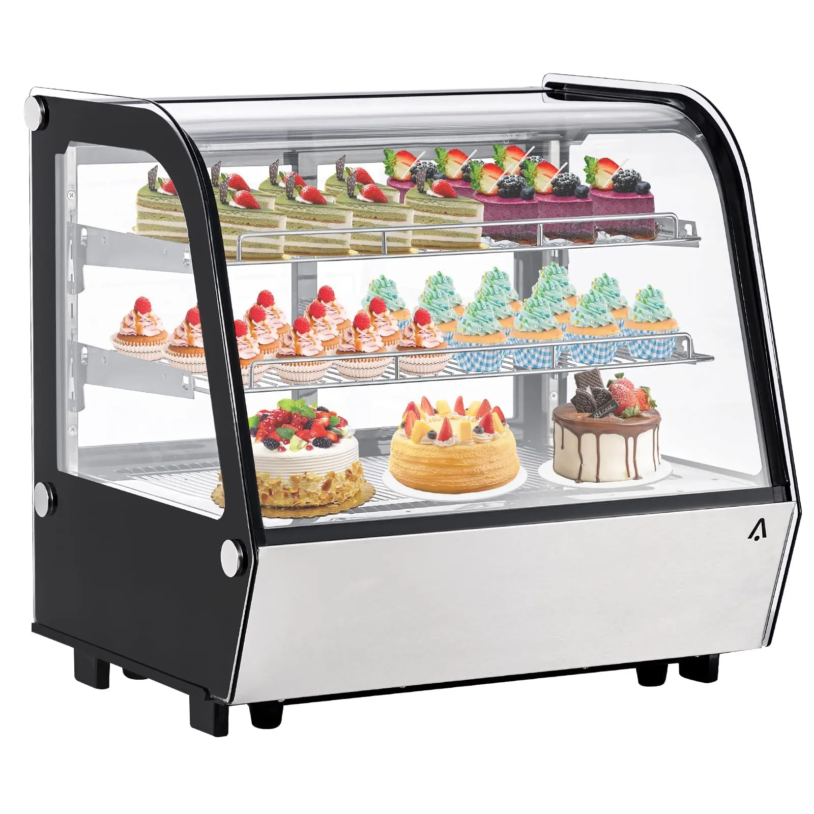 Garvee Commercial Refrigerated Display Cases with LED Display, Auto Defrosting, Air-Cooling, and Rear Sliding Doors; Available in 4.2 Cu.Ft and 8.1 Cu.Ft Capacities; Perfect for Cafes, Restaurants, and Retail Food Service