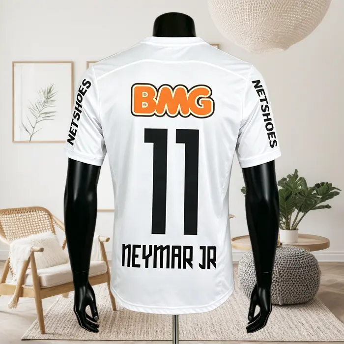11/12 Home White Retro No.11 Neymar Short Sleeved Soccer Jersey