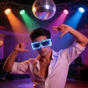 LED Party Glasses, 7 Color Adjustable Lighting, Neon Effect PC Frame, Perfect for Carnivals, Weddings, Concerts, Festive Events, Halloween, Accessories