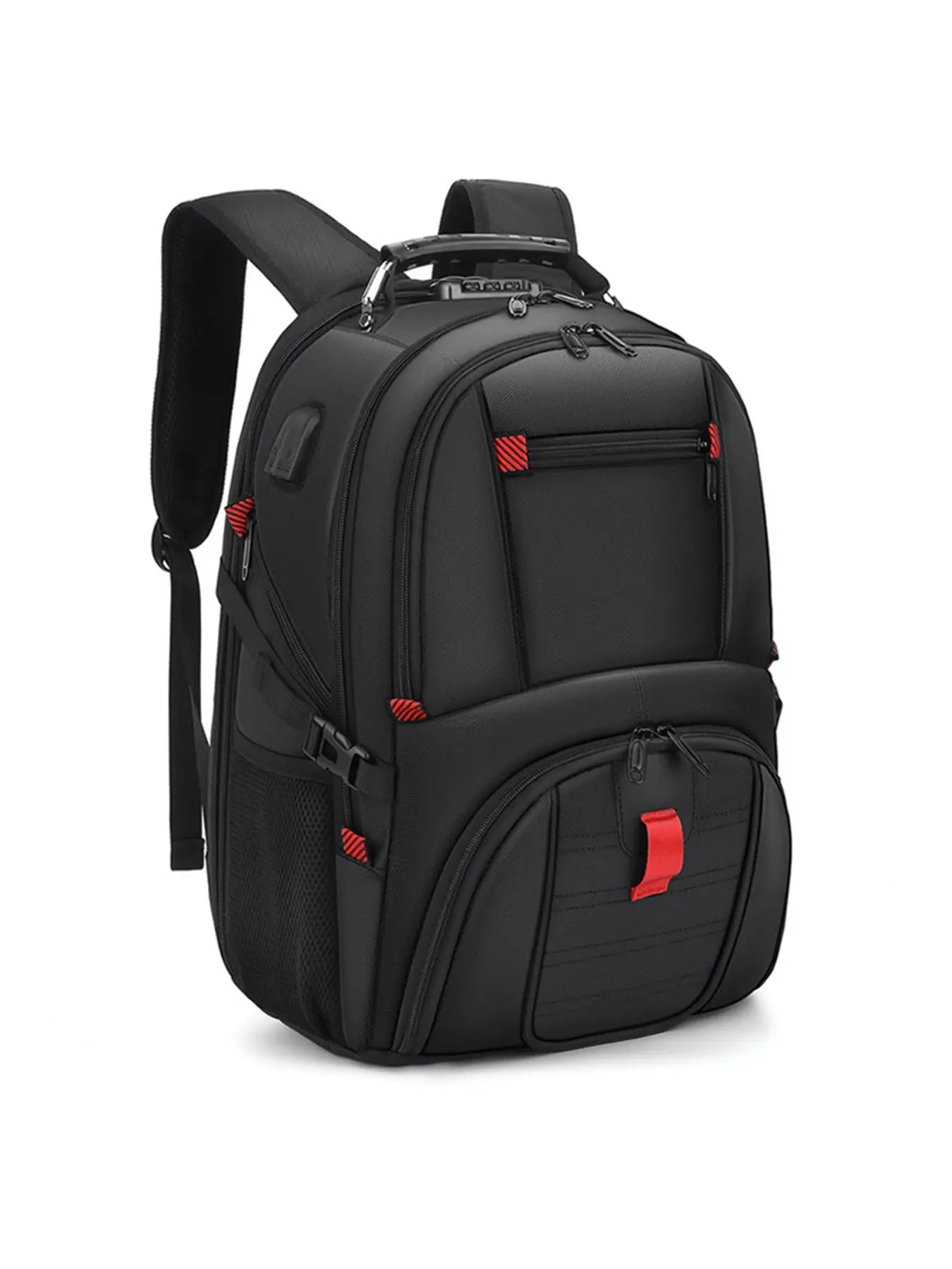 Men's Multi-Functional Travel Backpack, Large Capacity Laptop Bag, 3-Lock Security, Colorblock Design, Casual Outdoor Shoulder Bag, Backpack For Laptop, Multifunctional Travel Backpack