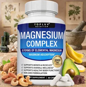 8 in 1 Full Spectrum Magnesium Complex Supplement 1000mg Chelated Magnesium Glycinate Citrate Malate Taurate for Maximum Absorption Muscle Recovery Bone Health Joint Support Sleep Calm Natural Energy Relief Vegan Non GMO 90 Capsules